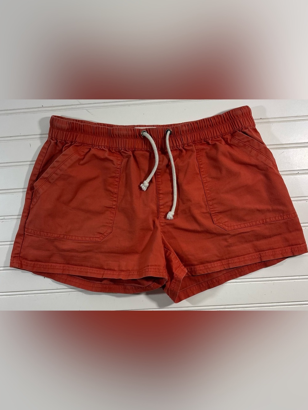 Pact Organic Cotton Woven Twill Drawstring Shorts Terracotta Size Medium Earth